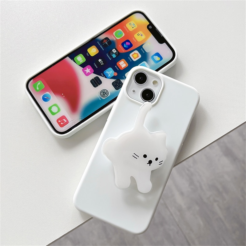 White iPhone Case with Cat Grip