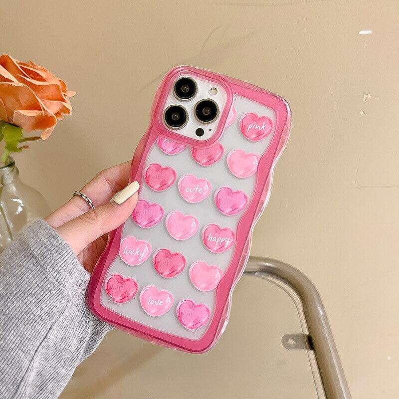 Pink Heart Pattern iPhone Case