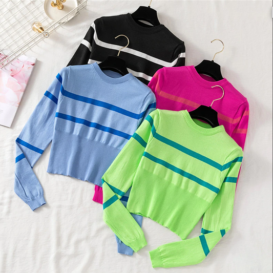 Patsy Neon Striped Tee (4 Colours) - Ice Cream Cake