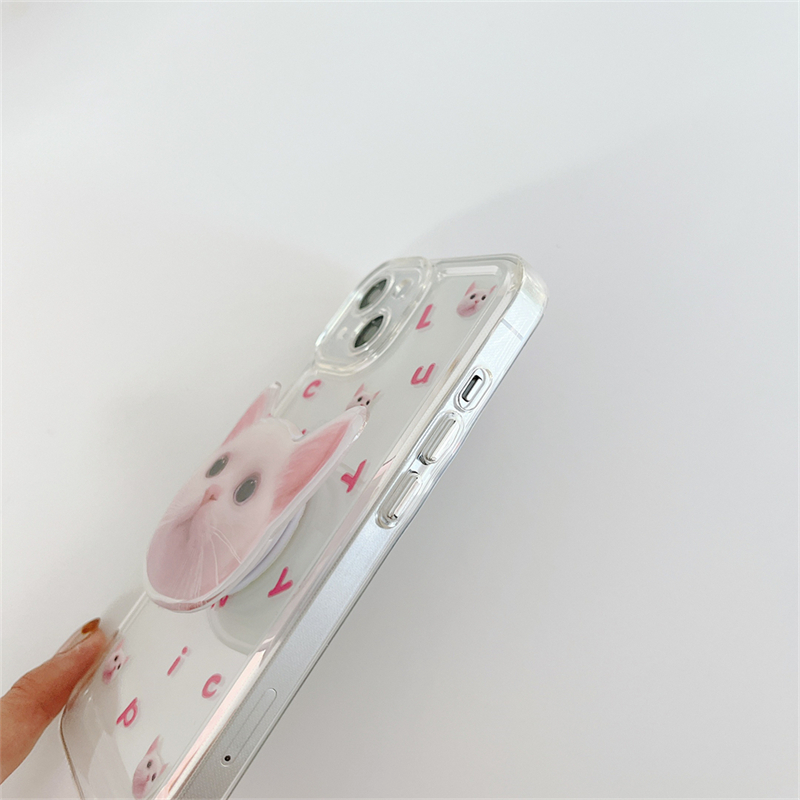 Lettering iPhone Case with White Cat Grip