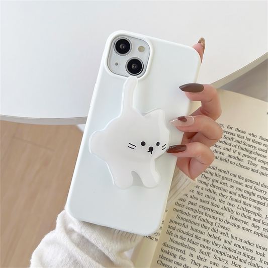 White iPhone Case with Cat Grip