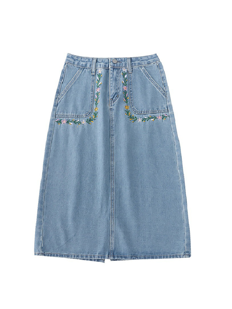 INTRICATE CHARM DENIM MIDI SKIRT main image 1