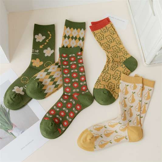 Pear Meadow Crew Socks (6 Designs)
