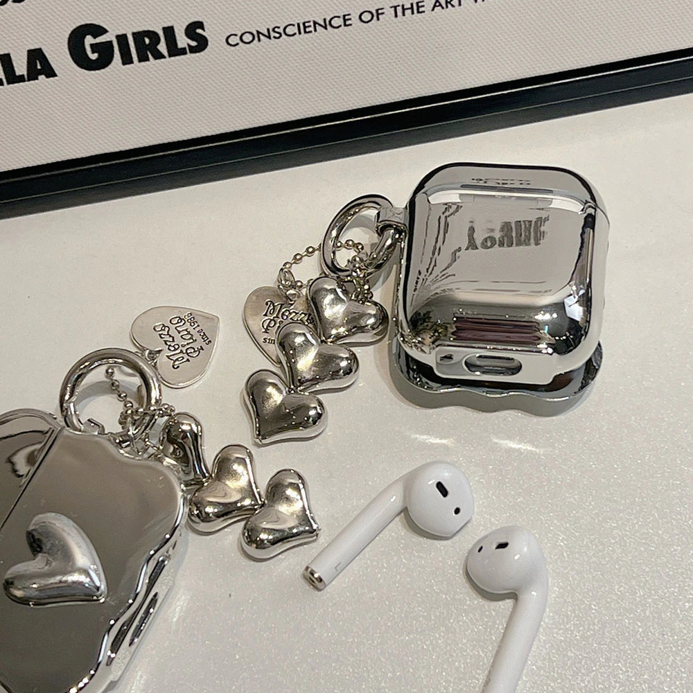 Silver Heart AirPods Case Cover