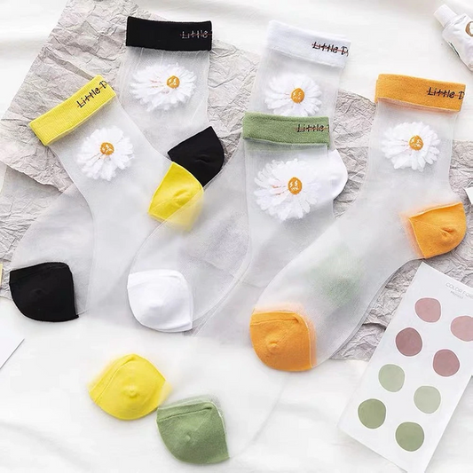 Sheer Daisy Crew Socks (5 Colours)