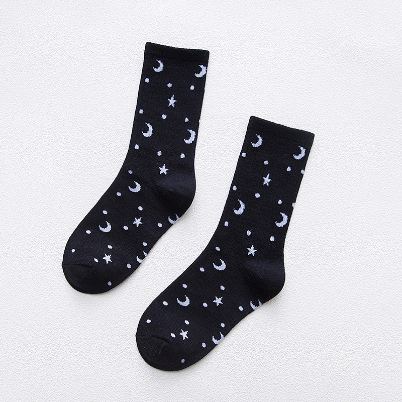 Star and Moon Pattern Socks (3 Colours) - Ice Cream Cake