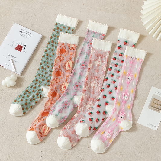 Dreamy Transparent Ruffle Knee Socks (6 Designs)