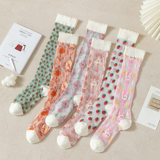 Dreamy Transparent Ruffle Knee High Socks (6 Designs)