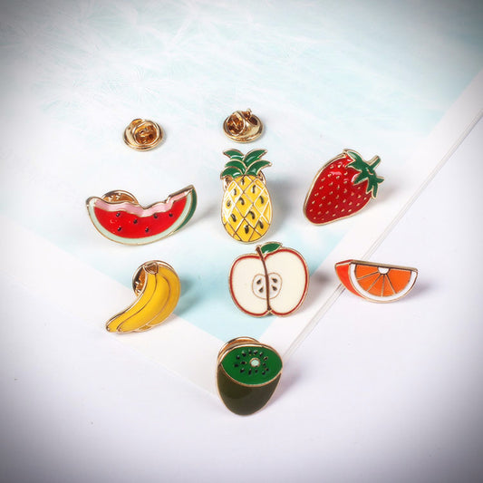 Glossy Fruit Enamel Pins (7 Designs) - Ice Cream Cake