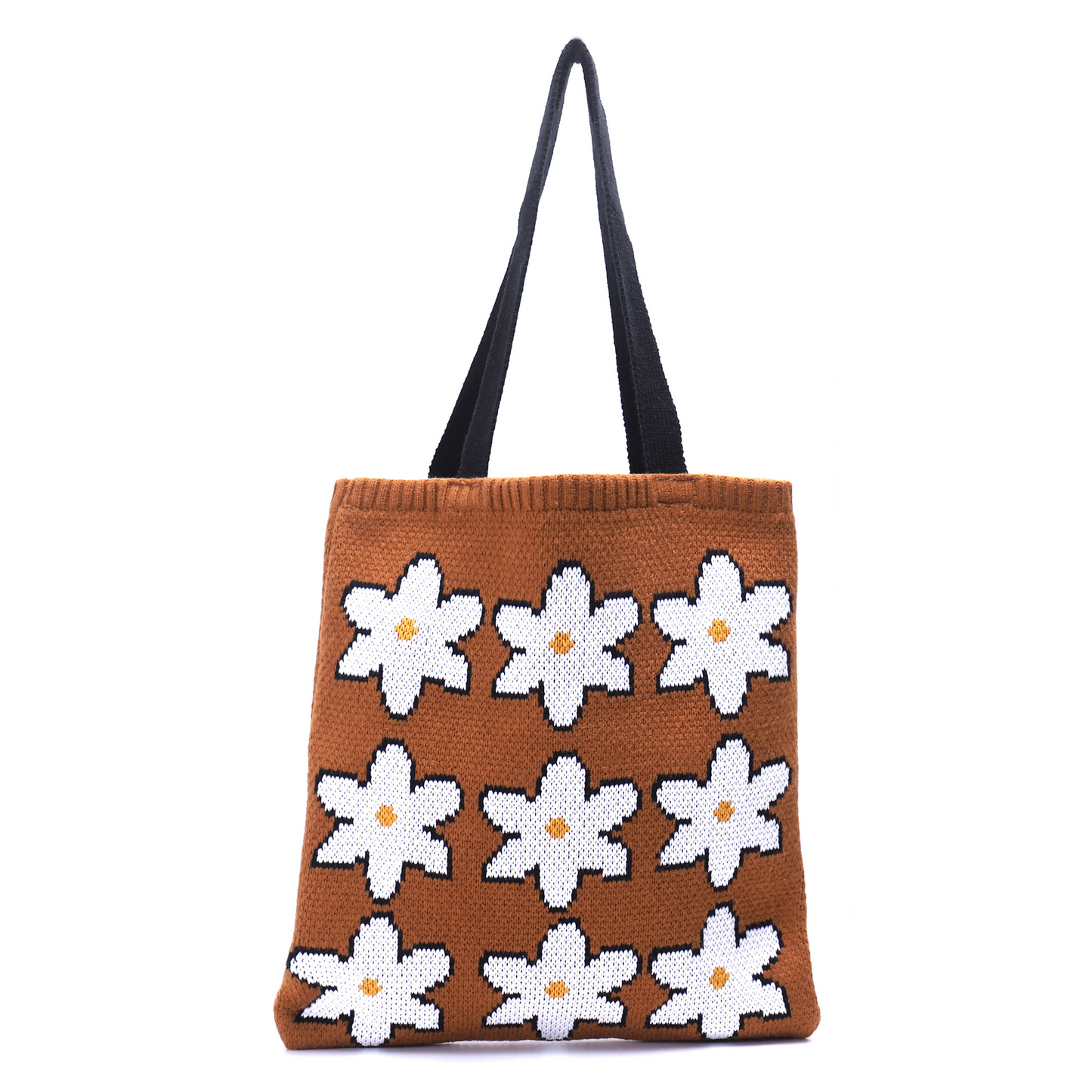 Daisy Pattern Knitted Tote