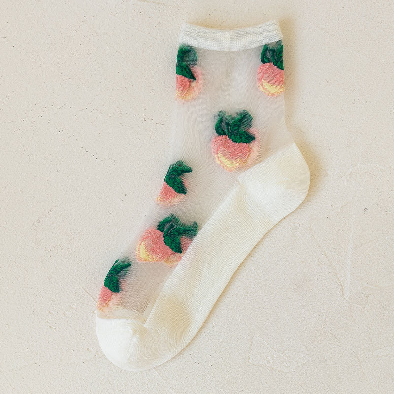 Transparent Peach Ankle Socks (3 Designs)