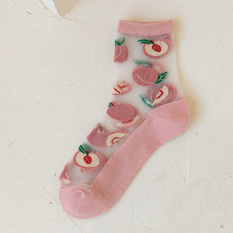 Transparent Peach Ankle Socks (3 Designs)