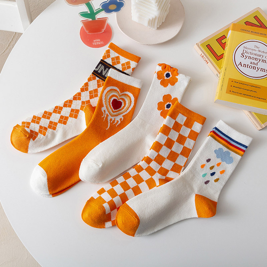 y2k Orange Crew Socks (5 Designs) - Ice Cream Cake