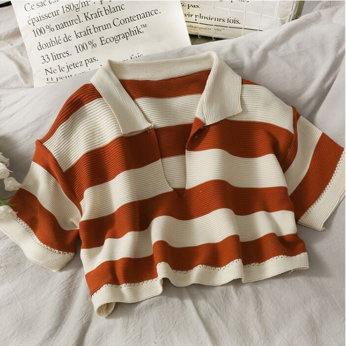 Cropped Stripe Polo Shirt (8 Colours)