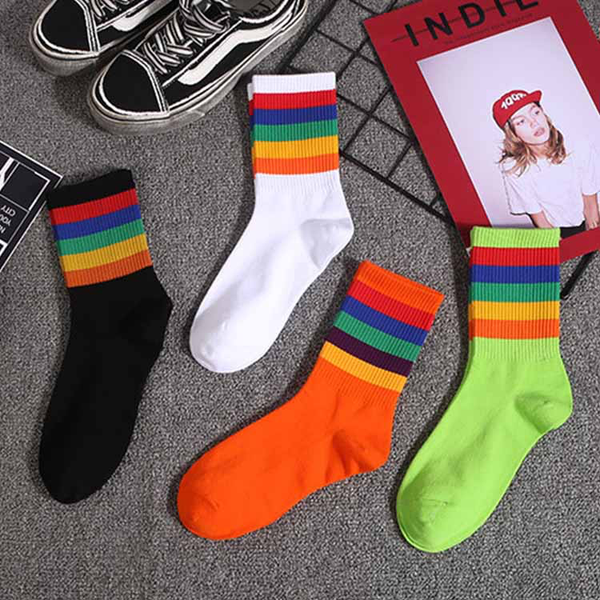 Rainbow Cuff Ankle Socks (4 Colours) - Ice Cream Cake