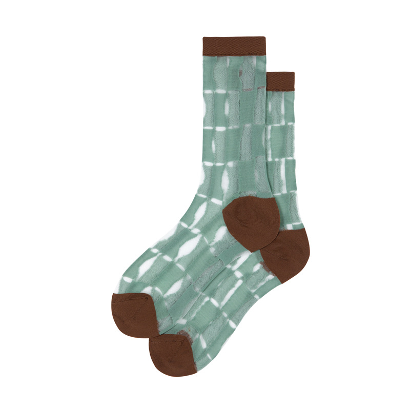 Transparent Check Grid Pattern Ankle Socks (5 Colours)
