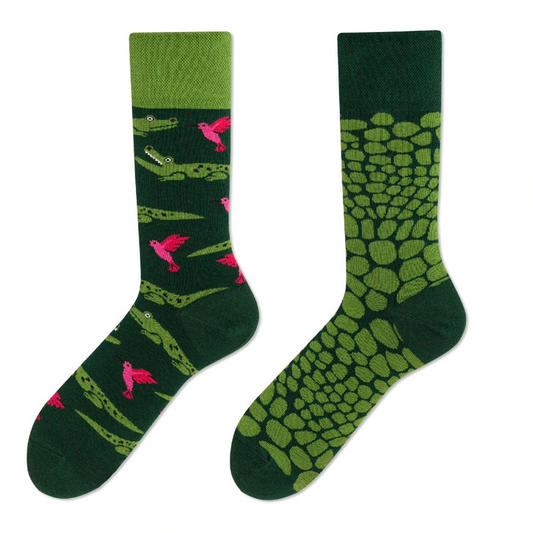 Mismatched Ankle Socks: Crocodiles - Ice Cream Cake