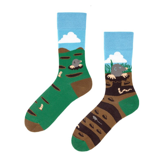 Mismatched Ankle Socks: Moles - Ice Cream Cake