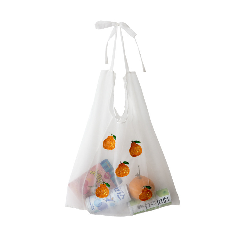 Fruit Embroidered Mesh Tote Bag (3 Designs) - Ice Cream Cake