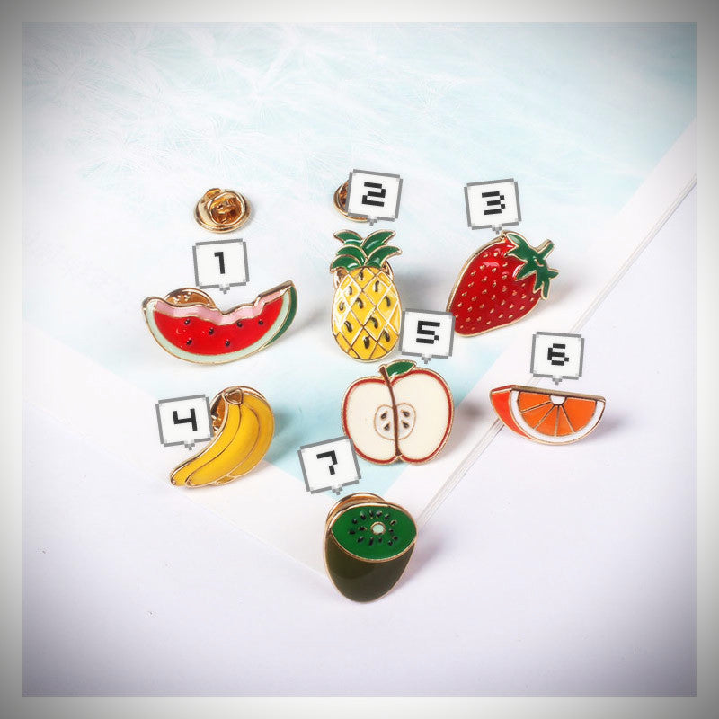 Glossy Fruit Enamel Pins (7 Designs) - Ice Cream Cake