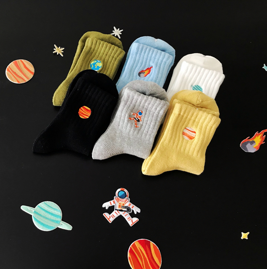 Space Embroidery Ankle Socks - Ice Cream Cake