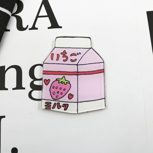 Japanese Strawberry Milk Acrylic Brooch - Ice Cream Cake